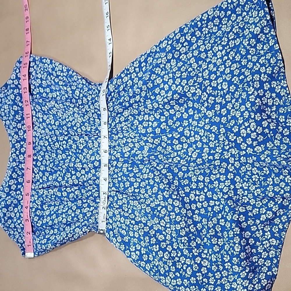 H&M DIvided Size M Blue White Floral Halter Top Shorts Romper, Exc. Used Cond. - Picture 6 of 13